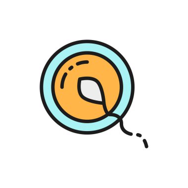 Vektör döllenmesi, ovum, spermatozoon, sperma düz renk çizgisi simgesi.