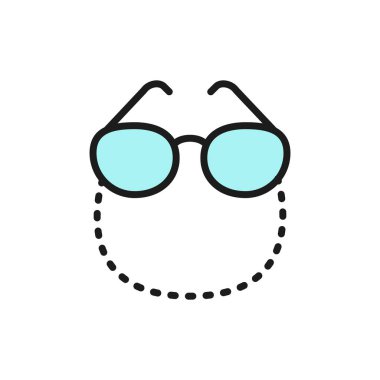 Bir zincir düz çizgi simgesinde vektör gözlüğü.