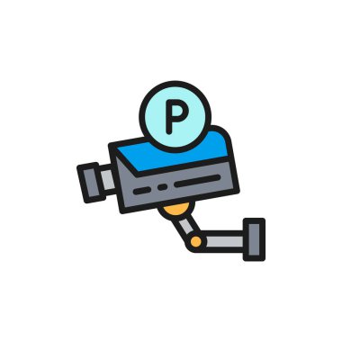 Güvenlik kamerası, güvenlik sistemi düz renk çizgisi simgesi.