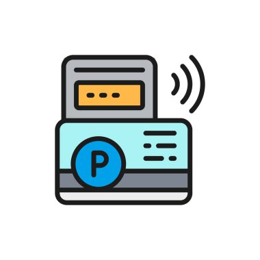 Vektör park ödemesi, park cezası düz renk çizgisi simgesi.