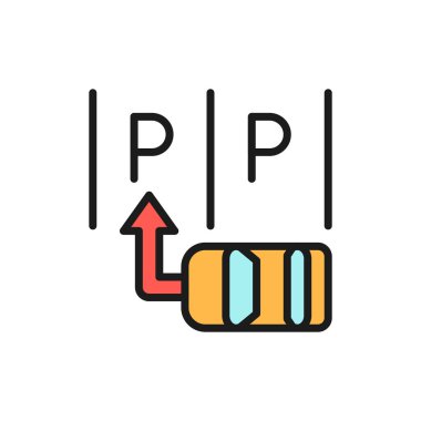 Otopark şeması düz renk çizgisi simgesi. Beyaz arkaplanda izole