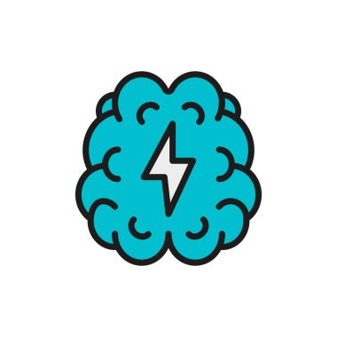 Vektör vuruşu, beyin düz çizgi simgesindeki ağrı.