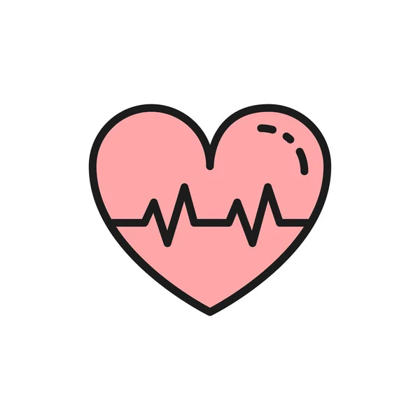 Vector problems with heart, thrombus flat color line icon. — Stock Vector