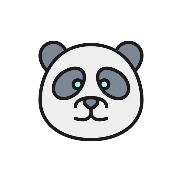 Vector panda, Chinese traditional animal flat color line icon. — Stock Vector