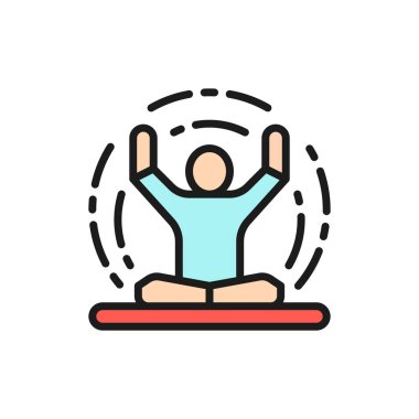 Vektör meditasyonu, yoga, nilüfer konumu düz çizgi simgesi.