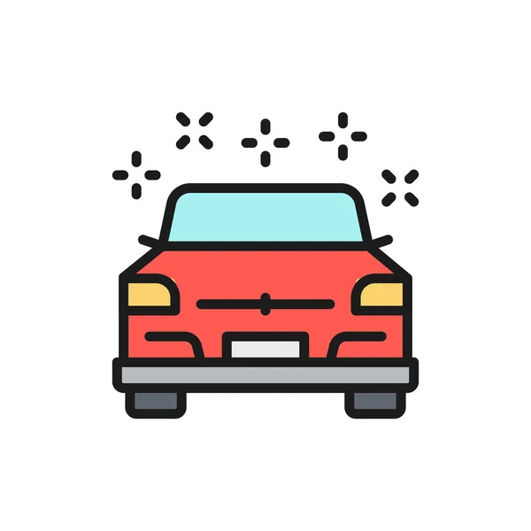Tiszta csiszolt autó lapos színű vonal ikon. Fehér alapon elszigetelve — Stock Vector