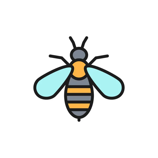 Icône de ligne de couleur plate de thérapie de venin d'abeille. Isolé sur fond blanc — Image vectorielle