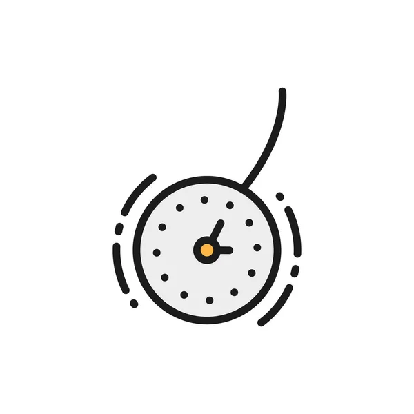 Reloj vectorial para hipnosis, péndulo icono de línea de color plano . — Vector de stock