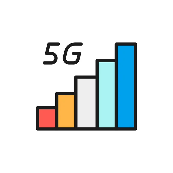 Vector 5g internet signaal vlakke kleur lijn pictogram. Geïsoleerd op witte achtergrond — Stockvector