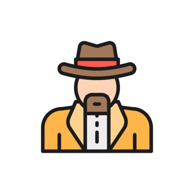 Vektör kovboylar, şerif düz çizgi ikonu. Beyaz arkaplanda izole