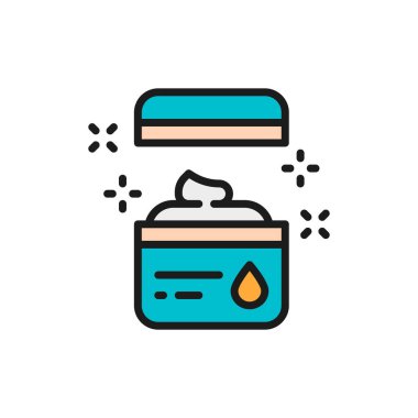 Vazelin, petrolatum, vücut kremi, dövme stüdyosu aksesuar düz renk çizgisi simgesi.