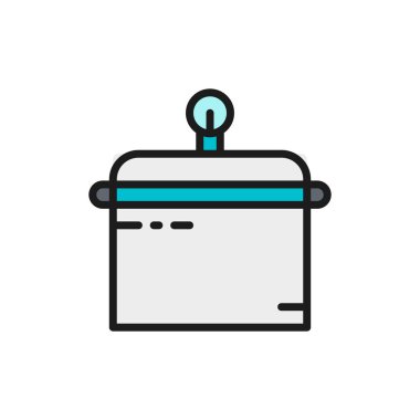 Araç dezenfekte için kap, sterilizasyon kutusu düz renk çizgisi simgesi.