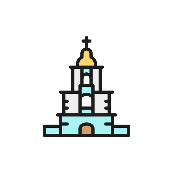 Vector Iglesia Ortodoxa Ucraniana, santuario plano icono de línea de color . — Vector de stock