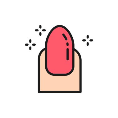 Badem şekilli çivi, manikür salonu düz renk çizgisi simgesi.