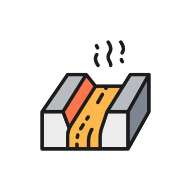 Erimiş metal, lav, magma, metalurji endüstrisi düz renk çizgisi simgesi.