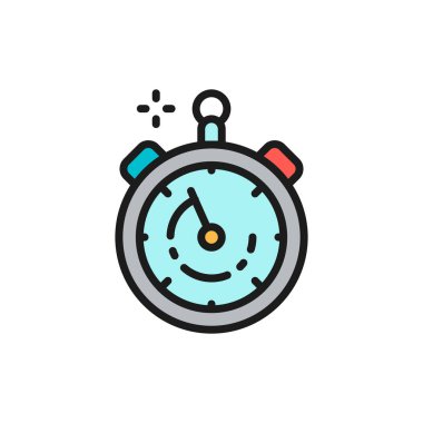 Kronometre, zamanlayıcı, düz çizgi simgesine dikkat edin. Beyaz arkaplanda izole