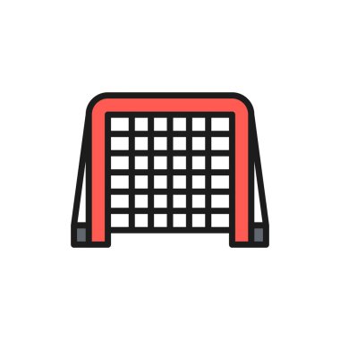 Vektör hokey kapıları düz renk çizgisi simgesi. Beyaz arkaplanda izole