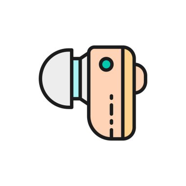 İşitme cihazı, kablosuz kulaklık renk çizgisi simgesi. Beyaz arkaplanda izole