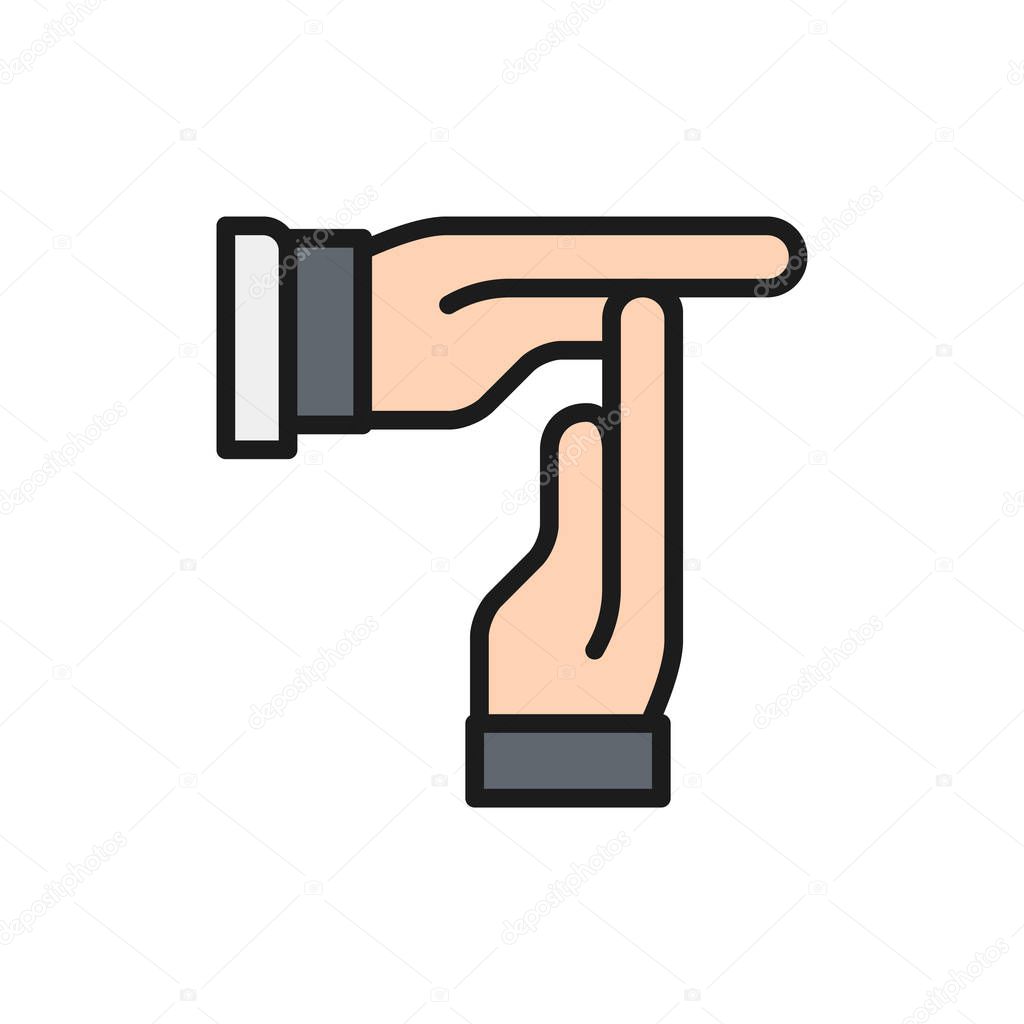 Time out gesture, break in hockey flat color line icon.