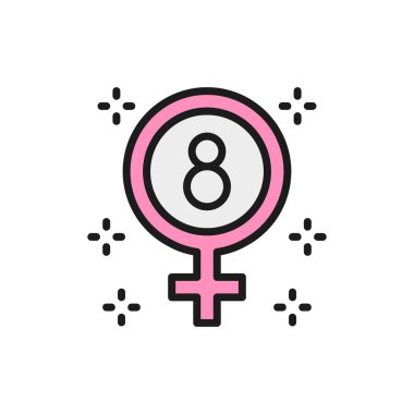 Uluslararası Kadın Günü, cinsiyet sembolü, kadın işareti, feminizm renk çizgisi simgesi.