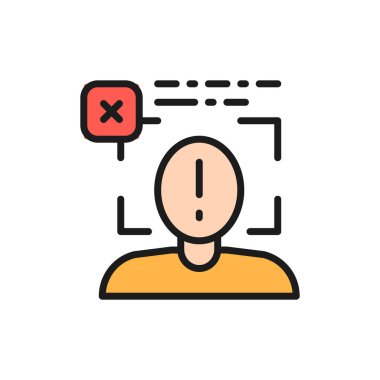 Yüz tanımlanamadı, yüz tanımlanamadı düz çizgi simgesi.