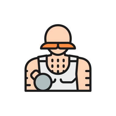 Sirk sporcusu, güçlü adam düz renk çizgisi simgesi.