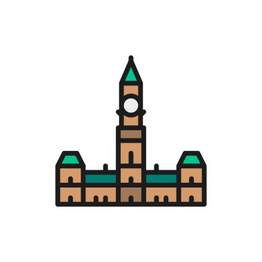 Parliament Hill, Ottawa düz çizgi simgesi.