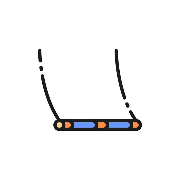 Swing for acrobats, circus equipment flat color line icon. — 스톡 벡터