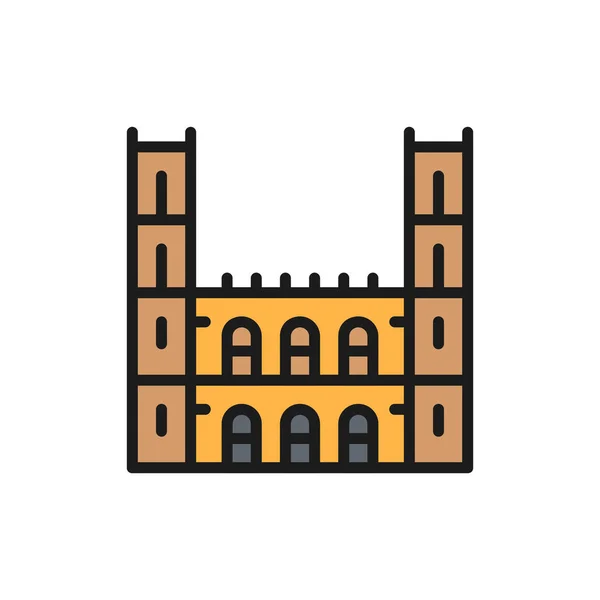 Notre Dame Basilika, montreal flache Farblinie Symbol. — Stockvektor