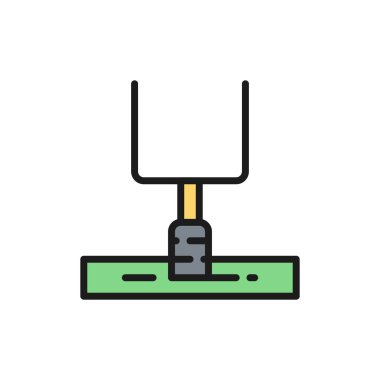 Amerikan futbolu kale direği, oyun ekipmanı düz renk çizgisi simgesi.