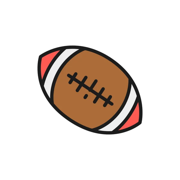 Icono de línea de color plano pelota de fútbol americano. Aislado sobre fondo blanco — Vector de stock