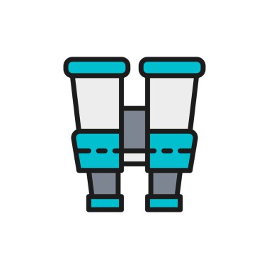 Dürbün, casus düz çizgi simgesi. Beyaz arkaplanda izole