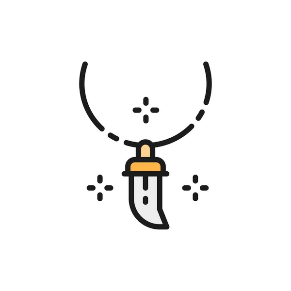 Vector shark tooth pendant, necklace flat color line icon. — 스톡 벡터
