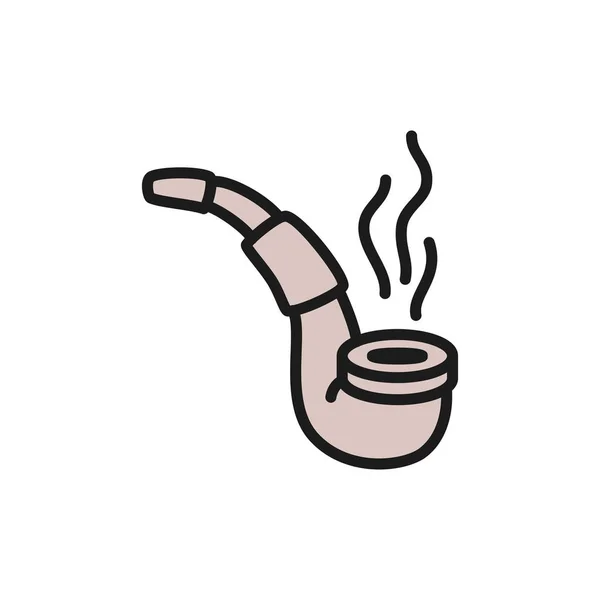 Vector smoking pipe flat color line icon. — ストックベクタ