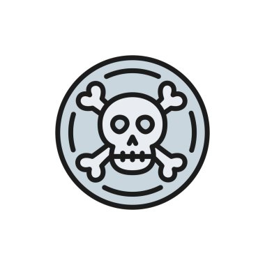 Korsan madeni para, İspanyol altını, hazine düz çizgi simgesi.