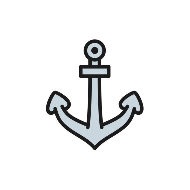 Vektör çapası, deniz düz çizgi simgesi.