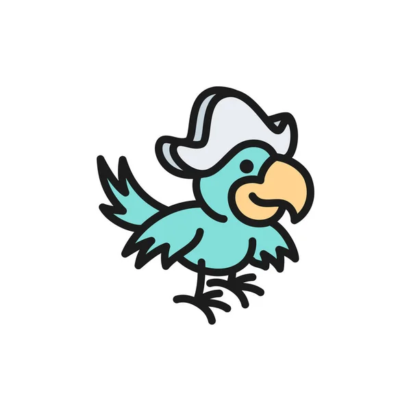 Loro pirata, Ara pájaro plano icono de la línea de color . — Vector de stock