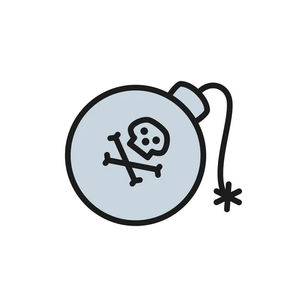 Pirate bomb, grenade, weapons flat color line icon. — Stock Vector