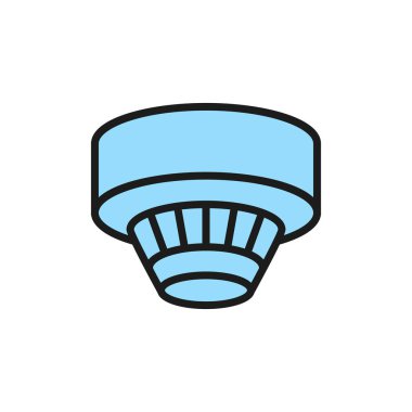 Duman dedektörü, alarm sistemi düz renk çizgisi simgesi.