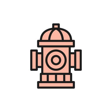 Yangın musluğu, itfaiye ekipmanları düz renk çizgisi simgesi.