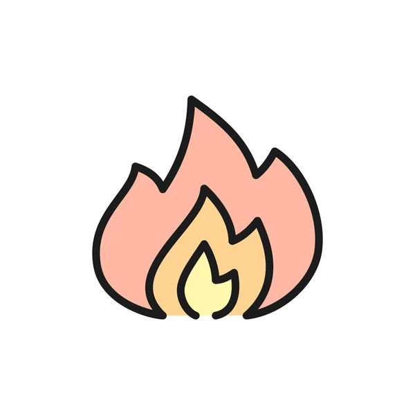 Flames, fire flat colorline icon. Isolated on white background — Stock Vector