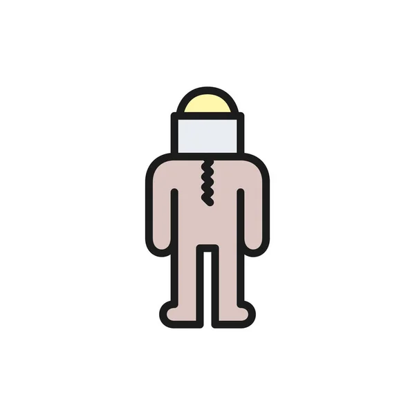 Costume de protection apiculteur icône de ligne de couleur plate . — Image vectorielle