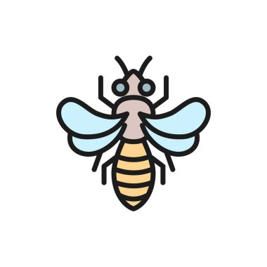 Bal arısı, arıcı düz renk çizgisi simgesi.