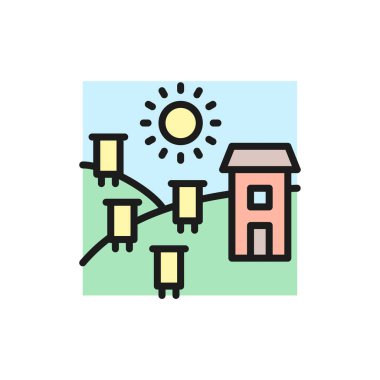 Apiary, alan düz çizgi simgesinde kovanları.