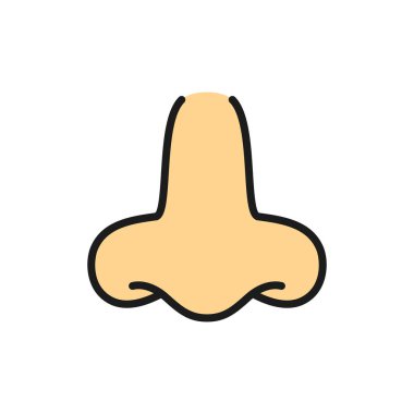 Vektör burun, koku, koku, aroma düz renk çizgisi simgesi.