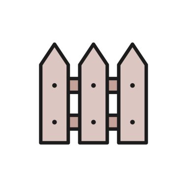 Ahşap çit, duvar, bariyer düz çizgi simgesi.