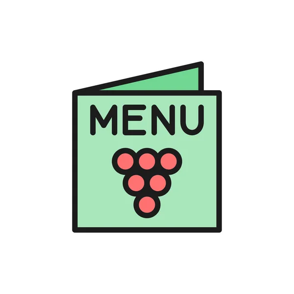 Vector menu, wine list flat color line icon. — 스톡 벡터