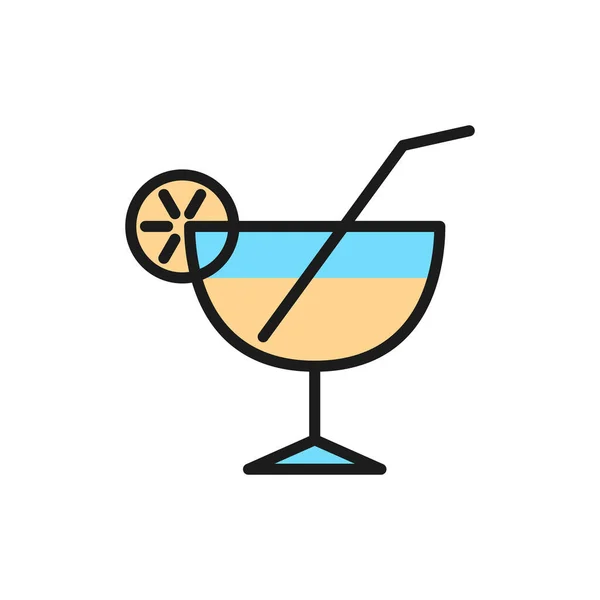 Verre à cocktail vectoriel icône de ligne de couleur plate . — Image vectorielle
