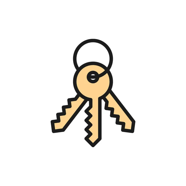 House keys, security symbol flat color line icon. — 图库矢量图片