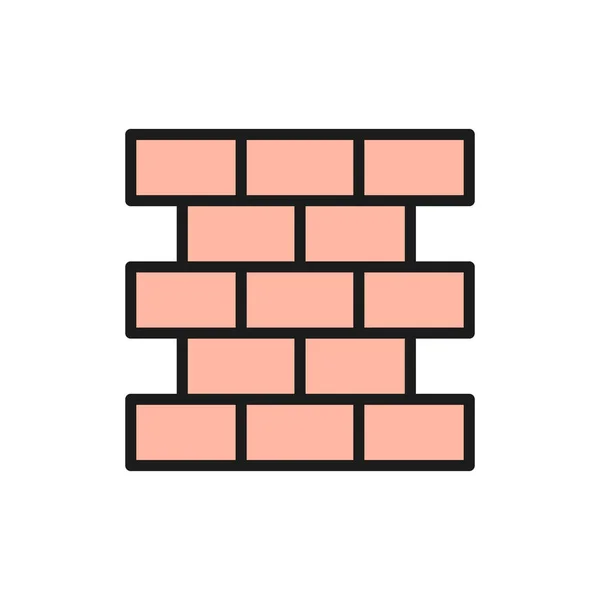 Bricks, wall, brickwork flat color line icon. — Stock Vector